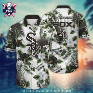 Chicago White Sox Floral Aloha Shirt with White And Grey Hibiscus Accents