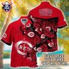 Cincinnati Reds Hawaiian Shirt With Tropical Leaves And Hibiscus Flowers