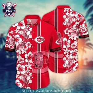 Cincinnati Reds Hawaiian Shirt With Floral And Stripe Pattern