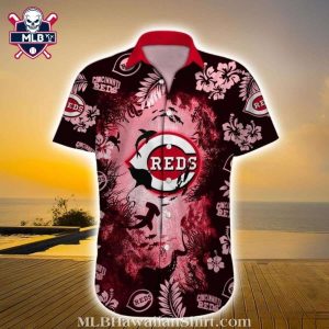 Cincinnati Reds Hawaiian Shirt With Ocean And Floral Graphics