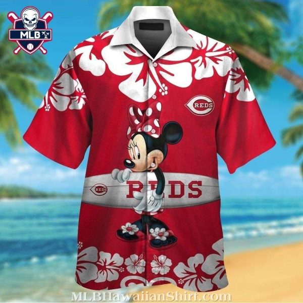 Cincinnati Reds Minnie Mouse Hawaiian Shirt – Hibiscus Flower Motif