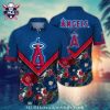 Classic Blue Angels Baseball Hawaiian Shirt With Large Logo And Floral Accents