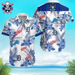 Classic Blue Floral Patterns Detroit Tigers Tropical Hawaiian Shirt