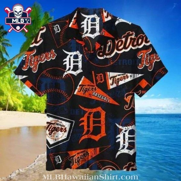 Classic Detroit Tigers Black And Orange Hawaiian Shirt