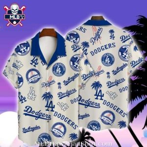 Classic Dodgers Emblems And Palms Hawaiian Shirt