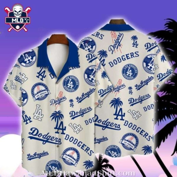 Classic Dodgers Emblems And Palms Hawaiian Shirt