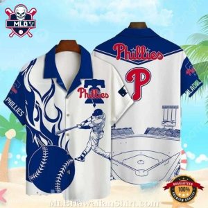 Classic Game Day Phillies Tropical Hawaiian Shirt With Baseball Imagery