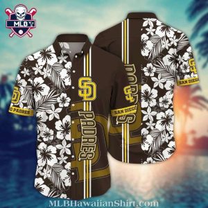 Classic Hibiscus – San Diego Padres Tropical Monochrome Hawaiian Shirt