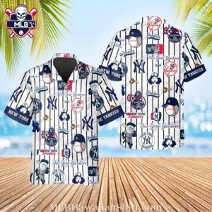 Classic NY Yankees Logos And Baseball Imagery Hawaiian Shirt