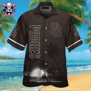 Classic Palm Shadows – San Diego Padres Monochrome Beach Shirt