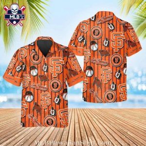Classic San Francisco Giants Pinstripe Orange Aloha Shirt