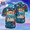 Customizable Miami Marlins Tropical Leaves Hawaiian Shirt – Teal Blue