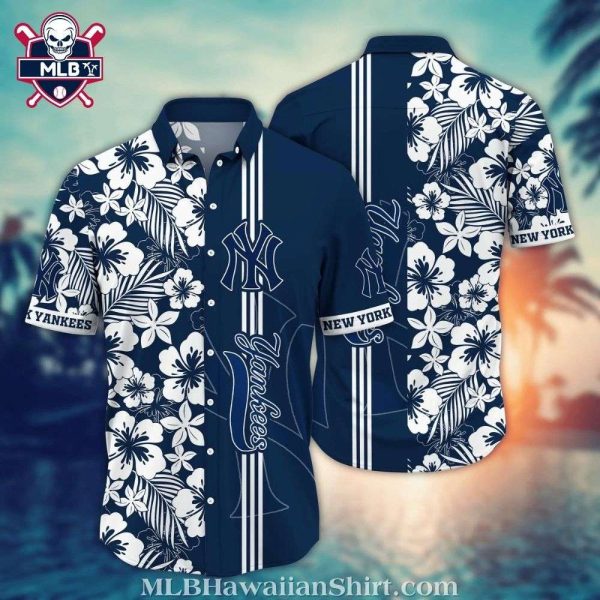 Classic White Floral NY Yankees Tropical Hawaiian Shirt