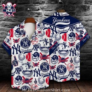 Classic Yankees Baseball Motif Aloha Shirt – New York Yankees Hawaiian Shirt