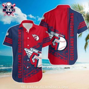 Cleveland Guardians Bold Stripes And Baseball Patch Aloha Shirt