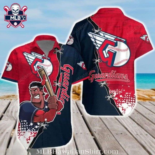 Cleveland Guardians Comic Baseball Player Hawaiian Shirt