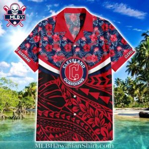 Cleveland Guardians Floral And Tribal Design Hawaiian Shirt