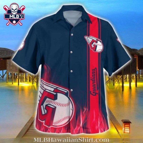 Cleveland Guardians Logo Red Stripe Hawaiian Shirt