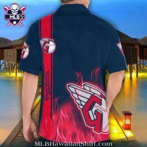 Cleveland Guardians Logo Red Stripe Hawaiian Shirt
