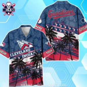 Cleveland Guardians Palm Reflections Customizable Aloha Shirt