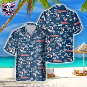 Cleveland Guardians Palm Tree Beach Pattern Hawaiian Shirt