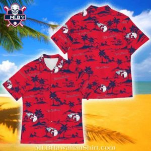 Cleveland Guardians Red Tropical Palms Baseball Hawaiian Shirt