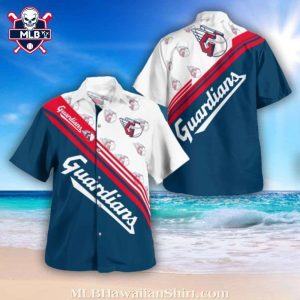 Cleveland Guardians Retro Baseball Stripe Hawaiian Shirt
