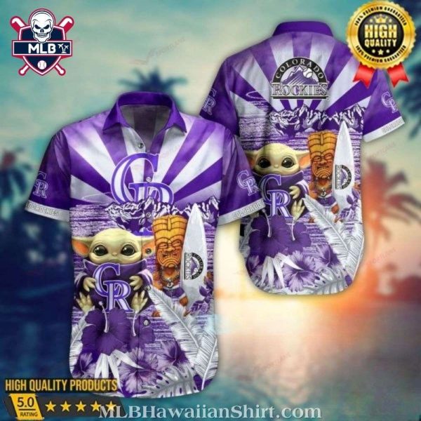 Colorado Rockies Hawaiian Shirt With Baby Yoda And Tiki Totem