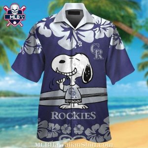 Colorado Rockies Hawaiian Shirt With Snoopy Surfing Graphic