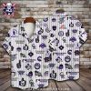 Colorado Rockies Purple Swirls And Stripes Tropical Hawaiian Shirt