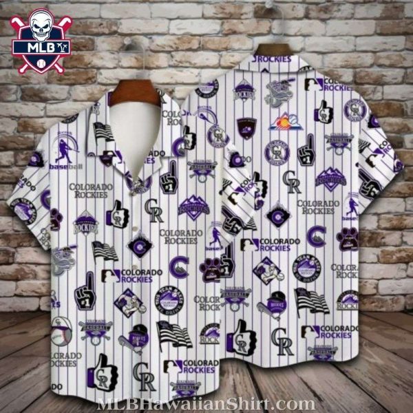Colorado Rockies Heritage Icons White MLB Hawaiian Shirt