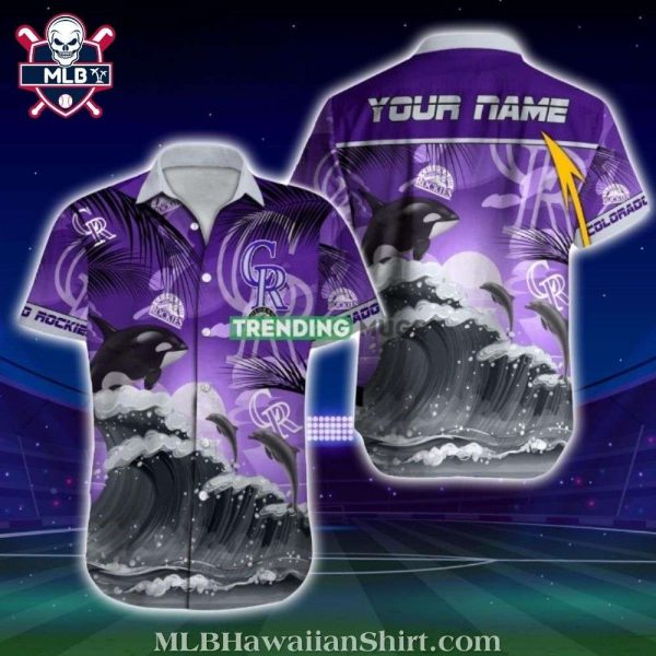 Colorado Rockies Oceanic Waves And Dolphins Tropical Hawaiian Shirt