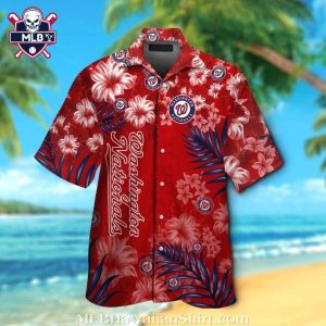 Crimson Wave – Washington Nationals Floral Tide Hawaiian Shirt