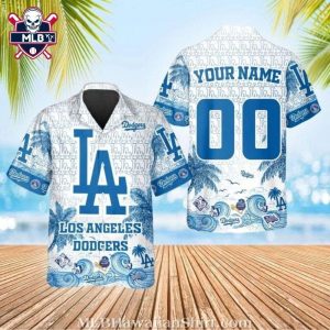 Customizable LA Dodgers Pride Blue And White Tropical Shirt