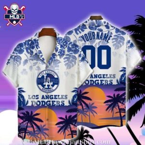 Customizable LA Dodgers Sunset Palm Hawaiian Shirt