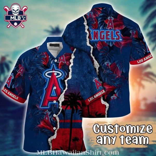 Customizable Los Angeles Angels Beachfront Sunset Hawaiian Shirt