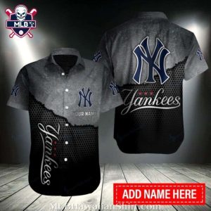 Customizable NY Yankees Graphite Aloha Shirt With Personalized Name Option