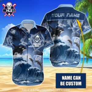 Customizable Tampa Bay Rays Ocean Waves Hawaiian Shirt