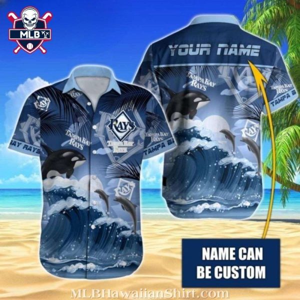 Customizable Tampa Bay Rays Ocean Waves Hawaiian Shirt