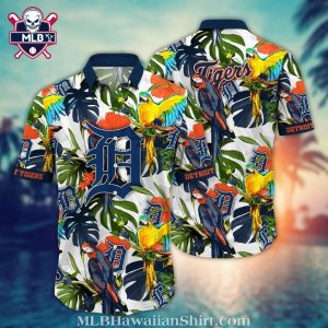 Detroit Tigers Aloha Shirt With Vibrant Parrot Print