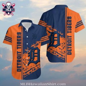 Detroit Tigers Dynamic Splash Orange And Blue Hawaiian Shirt
