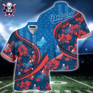 Dodgers Baseball And Hibiscus Stripe Aloha Shirt – LA Red Floral Spirit