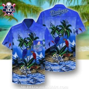 Dodgers Coastal Parrots MLB Hawaiian Shirt – LA’s Tropical Oasis