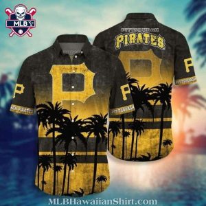Dusk Palm Silhouettes Pittsburgh Pirates Aloha Shirt