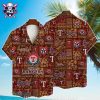 Deep Blue Skies And Palm Tree Motifs Texas Rangers Aloha Shirt