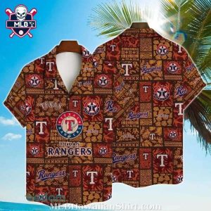 Earthy Texas Rangers Tiki Pattern Aloha Shirt – MLB Tropical Essence