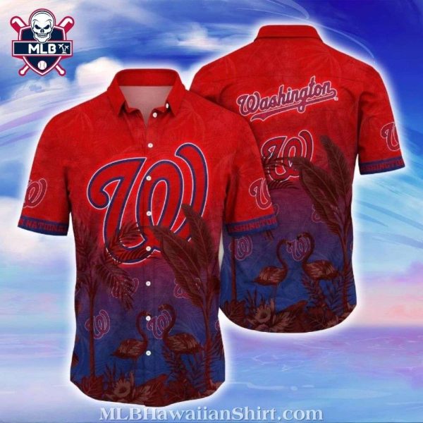 Elegant Flora And Fauna Washington Nationals Hawaiian Shirt – Nationals Tropical Button-Up