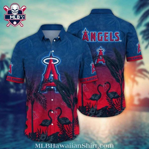 Elegant LA Angels Hawaiian Shirt With Flamingos And Tropical Leaves