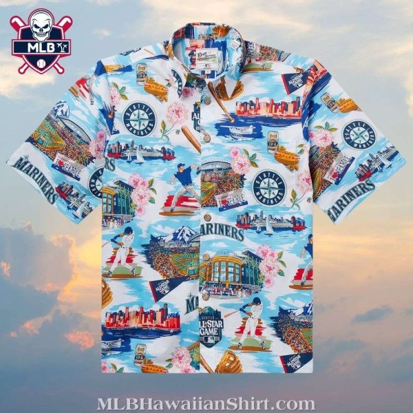 Emerald City Seattle Mariners Aloha Shirt – Scenic Landmark Collage