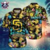 Classic Hibiscus – San Diego Padres Tropical Monochrome Hawaiian Shirt